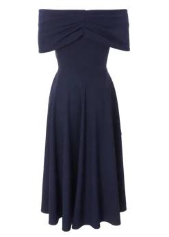 Quiz Navy Petite Bardot Midi Dress