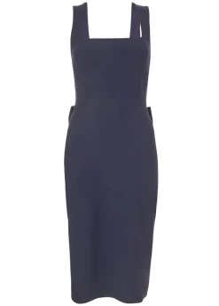 Quiz Navy Petite Bow Back Midi Dress