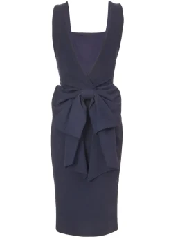 Quiz Navy Petite Bow Back Midi Dress