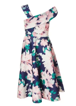 Quiz Navy Petite Floral Print Skater Dress