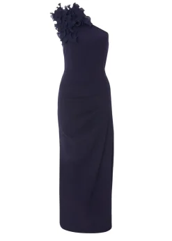 Quiz Navy Petite One Shoulder Maxi Dress