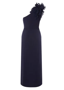 Quiz Navy Petite One Shoulder Maxi Dress