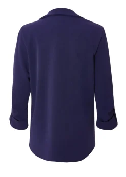 Quiz Navy Petite Ruched Sleeve Blazer