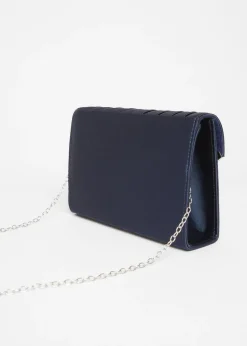 Quiz Navy Pleated Clutch Bag
