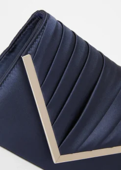 Quiz Navy Pleated Clutch Bag