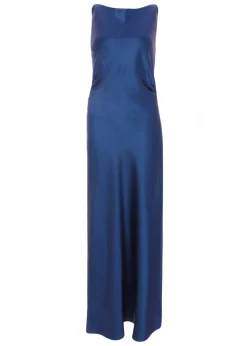 Quiz Navy Satin Ruched Midaxi Dress