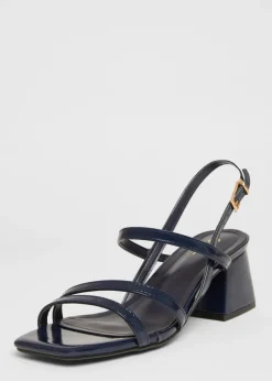 Quiz Navy Slingback Low Block Heels