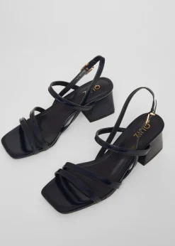 Quiz Navy Slingback Low Block Heels