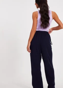 Quiz Navy Tie Waist Palazzo Trousers