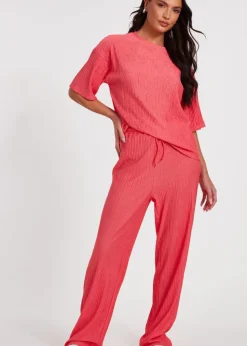 Quiz Orange Textured Palazzo Trousers
