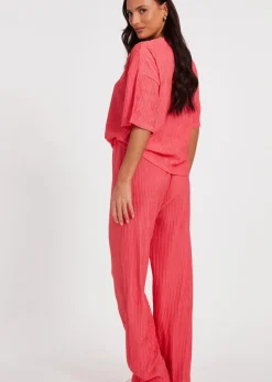 Quiz Orange Textured Palazzo Trousers