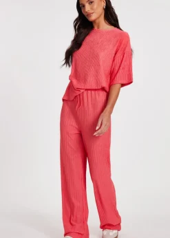 Quiz Orange Textured Palazzo Trousers