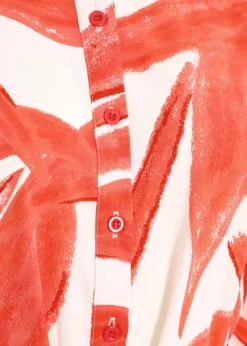 Quiz Orange Tropical Print Shirt Maxi Dress