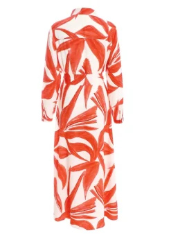 Quiz Orange Tropical Print Shirt Maxi Dress