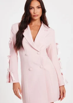 Quiz Pink Bow Sleeve Blazer Dress
