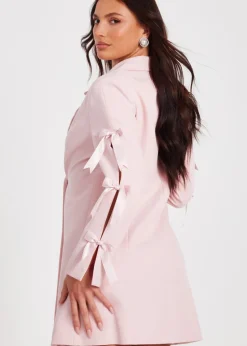 Quiz Pink Bow Sleeve Blazer Dress