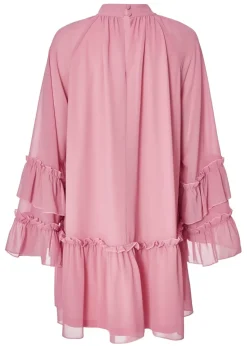 Quiz Pink Chiffon Frill Mini Dress