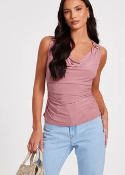 Quiz Pink Cowl Neck Top