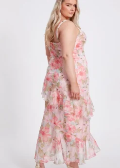 Quiz Pink Curve Floral Maxi Dress