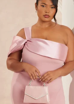 Quiz Pink Diamante Twist Top Handle Bag