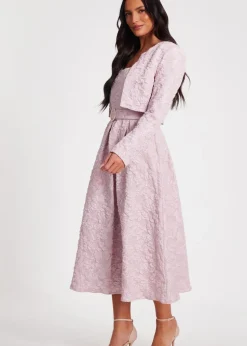 Quiz Pink Jacquard Crop Jacket