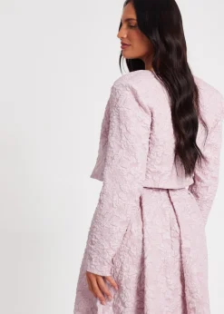 Quiz Pink Jacquard Crop Jacket
