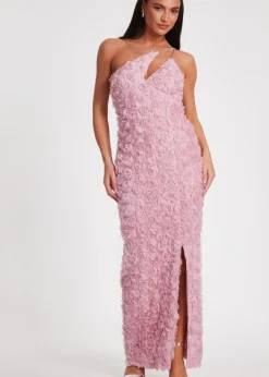 Quiz Pink One Shoulder Floral Maxi Dress