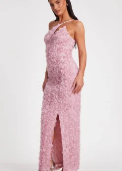 Quiz Pink One Shoulder Floral Maxi Dress