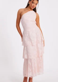 Quiz Pink Petite Tiered Maxi Dress