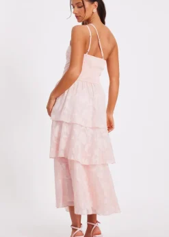 Quiz Pink Petite Tiered Maxi Dress