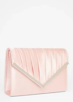Quiz Pink Pleated Clutch Bag