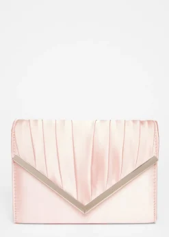 Quiz Pink Pleated Clutch Bag