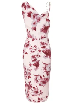 Quiz Pink Satin Floral Midi Dress