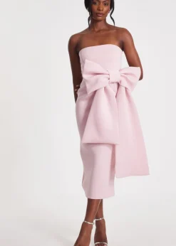 Quiz Pink Strapless Bow Midaxi Dress