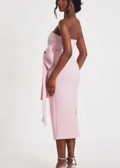 Quiz Pink Strapless Bow Midaxi Dress