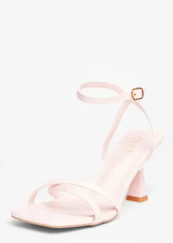 Quiz Pink Strappy Flared Heels