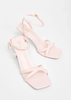 Quiz Pink Strappy Flared Heels