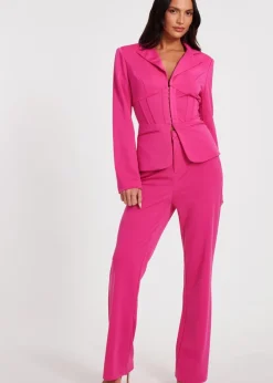 Quiz Pink Woven Flared Trousers