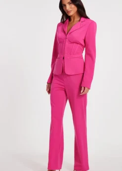 Quiz Pink Woven Flared Trousers
