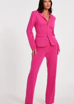 Quiz Pink Woven Tailored Blazer