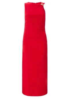 Quiz Red Petite Buckle Detail Midaxi Dress