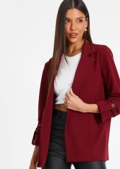 Quiz Red Ruched Sleeve Blazer