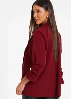 Quiz Red Ruched Sleeve Blazer