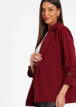 Quiz Red Ruched Sleeve Blazer