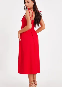 Quiz Red Tie Shoulder Midi Dress