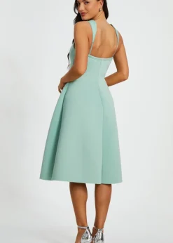 Quiz Sage Diamante Bow Midi Dress