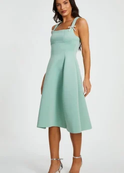 Quiz Sage Diamante Bow Midi Dress