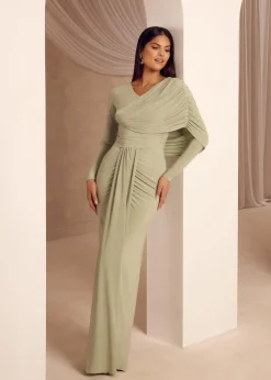 Quiz Sage Draped Maxi Dress