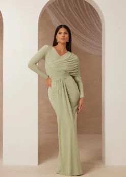 Quiz Sage Draped Maxi Dress