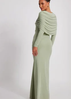 Quiz Sage Draped Maxi Dress